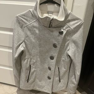 Prana heathered light gray fleece lined soft shell